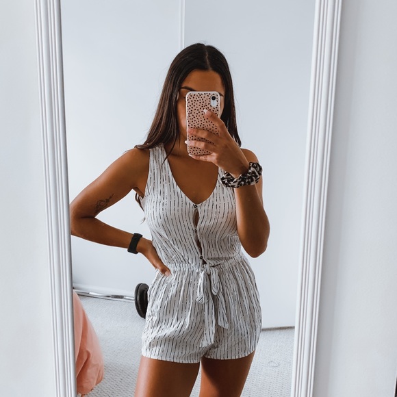 Billabong Pants - Billabong Striped Tan Romper